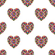 Abstract pattern with geometric textured hearts