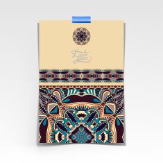 decorative sheet of paper with oriental floral design and place