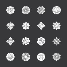 Thai Motifs Flowers Icons Set 1 - White Series
