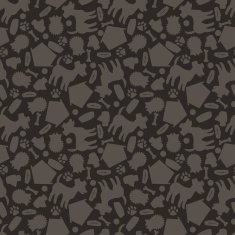 Seamless pattern with cute dogs icons and objects N2