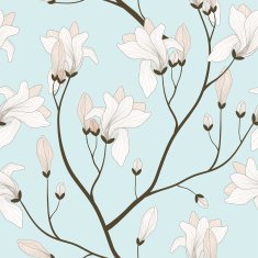 Vector Seamless Pattern with Blooming Branches