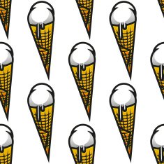 Vanilla ice cream cones seamless pattern