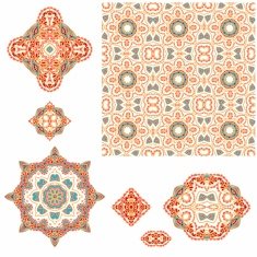Set of decorative elements in oriental style (vector) N17