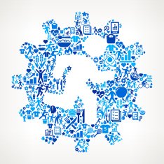 Man in Gear Fitness and Diet Vector Button Pattern N2