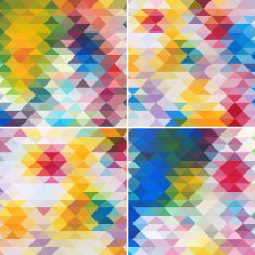 set of abstract colorful rhombus pattern background