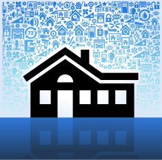 House on Home Automation and Security Vector Background
