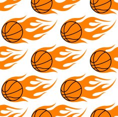 Flaming basketballs seamless pattern