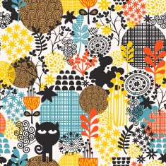 Colorful abstract floral seamless pattern