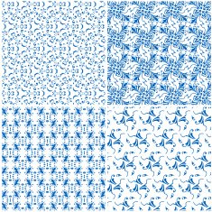 set of blue floral pattern background N2