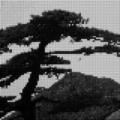 abstract black and white mosaic style pine pattern background