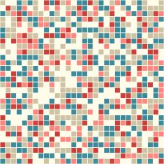 Blue-Red-Beige Mosaic Seamless