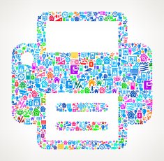 Printer on Home Automation and Security Vector Background