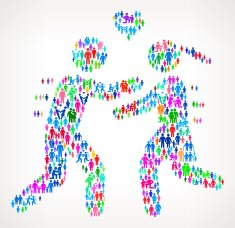 Couple In love Running on vector family pattern Background N2