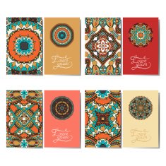 collection of ornamental floral business cards oriental pattern N3