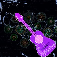 Guitar With Floral Background
