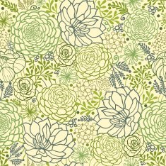 Succulent Plants Seamless Pattern Background