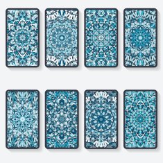 business cards collection with kaleidoscope pattern