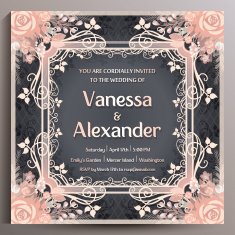 Wedding Invitation Floral square card 14 5 cm