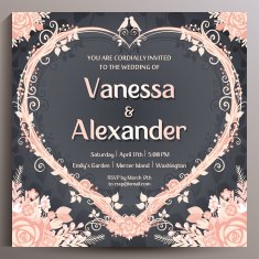 Romantic Wedding Invitation Floral square card 14 5 cm N4