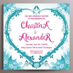 Romantic Wedding Invitation Floral square card 14 5 cm N6