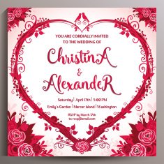 Romantic Wedding Invitation Floral square card 14 5 cm N16