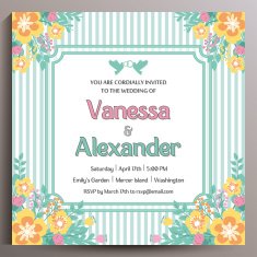 Wedding Invitation Floral square card 14 5 cm N3