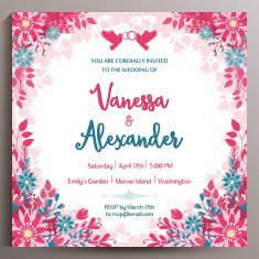 Wedding Invitation Floral square card 14 5 cm N4
