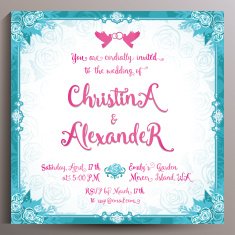 Romantic Wedding Invitation Floral square card 14 5 cm N22