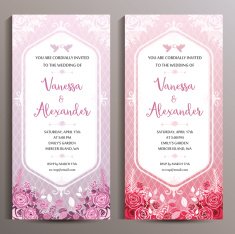 Wedding Invitation Two floral vertical cards size is 10x21 cm N3