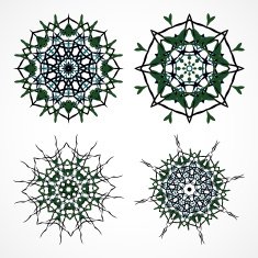 set of abstract green floral pattern icon