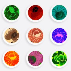set of abstract color floral plate pattern for desig