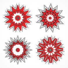 set of abstract color floral pattern icon N4