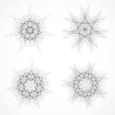 set of abstract gray floral pattern icon