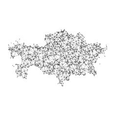 Kazakhstan Map Network Black And White