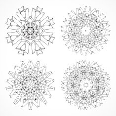 set of abstract gray floral pattern icon N2