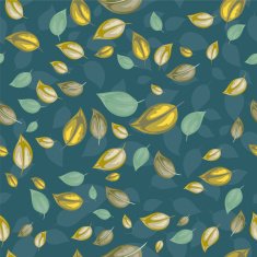 Scattered Leaves Seamless pattern In Green and Yellow