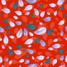 Scattered Leaves Seamless pattern In Red and Grey