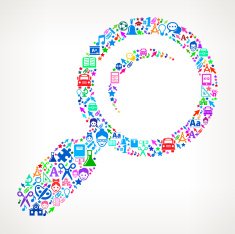 Magnifying Glass on School & Education Icon Pattern N2