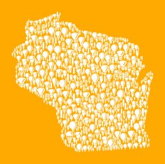 Wisconsin State on Vector Lightbulb Pattern Background