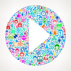 Play Button on School & Education Icon Pattern N2