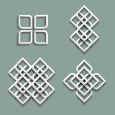 Set of white ornaments in arabic style