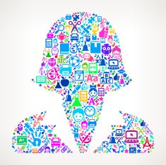 Businesswomen on School & Education Icon Pattern N2