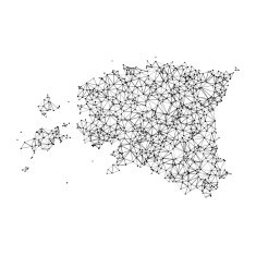 Estonia Map Network Black And White