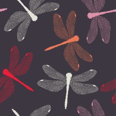 Vector Seamless Pattern with Dragonflies