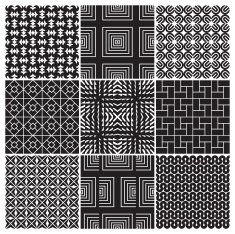 seamless monochrome patterns set (vector)