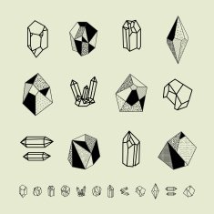 Set of crystals Geometric shapes N2