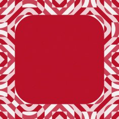 Red paper with white circular geometric pattern and border