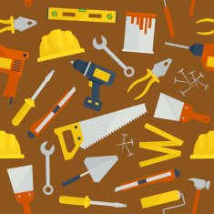 Repair Construction Renovation seamless pattern with tools