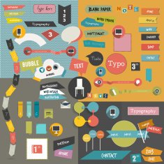 Various color reminders folders stickers data speech bubbles notices