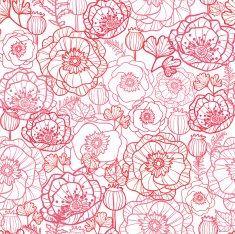 Poppies Line Art Seamless Pattern Background